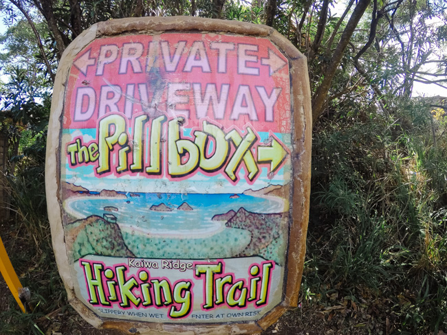 Sign showing the beginning of the Lanikai Pillbox Trail