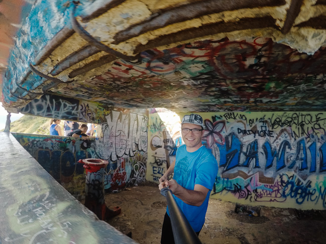 Inside the first pillbox in Lanikai 